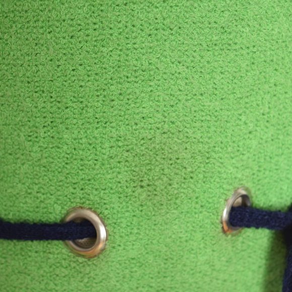 vintage 60s dress green navy mod boucle knit cutout twiggy sleeveless midi M - Picture 8 of 9